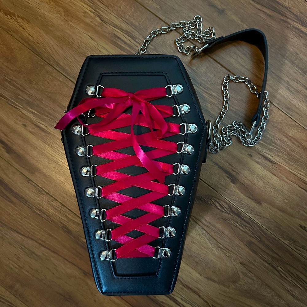 Dolls Kill Pretty Ending Coffin Crossbody Lace Purse